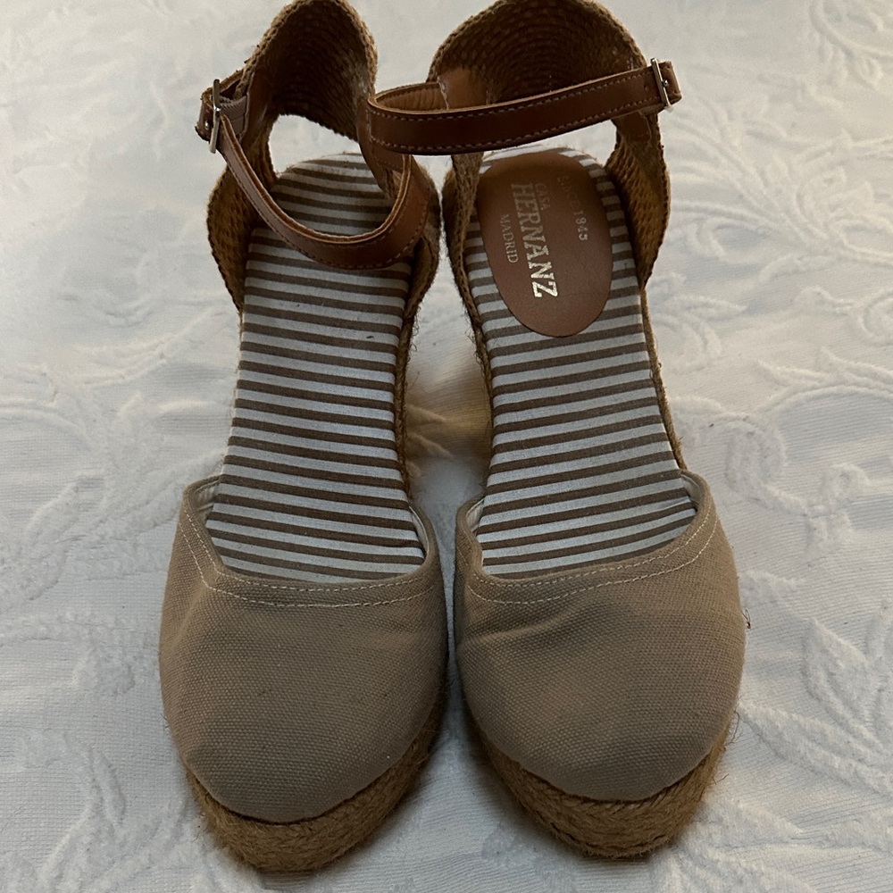 Beige and Brown Espadrille Sandals